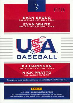 2017 Panini USA Baseball Stars & Stripes - USA BB Quad Materials Prime #6 Evan Skoug / Evan White / KJ Harrison / Nick Pratto Back