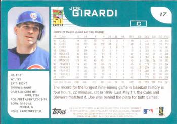 2001 Topps #17 Joe Girardi Back