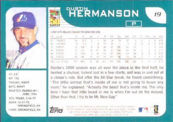 2001 Topps #19 Dustin Hermanson Back