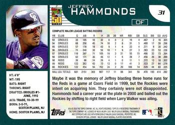 2001 Topps #31 Jeffrey Hammonds Back