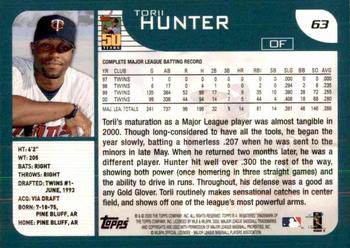 2001 Topps #63 Torii Hunter Back