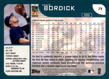 2001 Topps #71 Mike Bordick Back