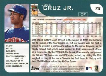 2001 Topps #73 Jose Cruz Jr. Back