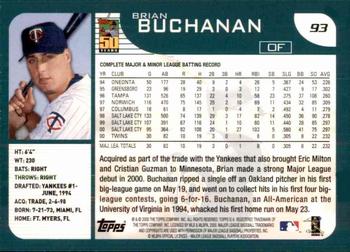 2001 Topps #93 Brian Buchanan Back