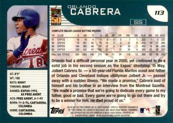 2001 Topps #113 Orlando Cabrera Back