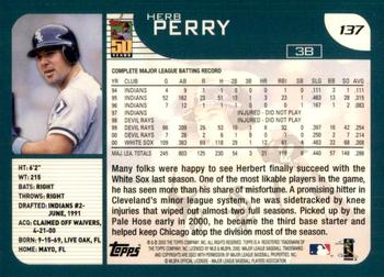 2001 Topps #137 Herb Perry Back