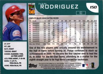 2001 Topps #150 Ivan Rodriguez Back
