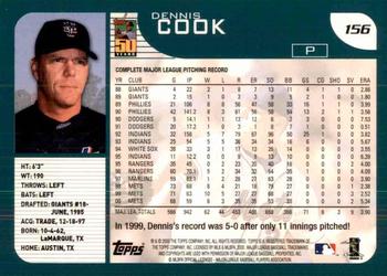 2001 Topps #156 Dennis Cook Back