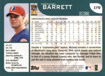 2001 Topps #179 Michael Barrett Back
