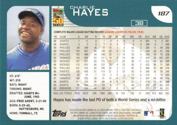 2001 Topps #187 Charlie Hayes Back