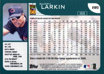 2001 Topps #195 Barry Larkin Back