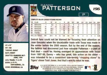 2001 Topps #196 Danny Patterson Back