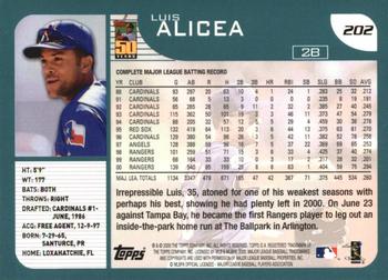 2001 Topps #202 Luis Alicea Back