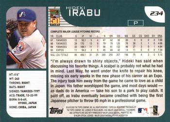 2001 Topps #234 Hideki Irabu Back