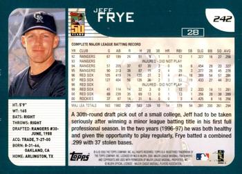 2001 Topps #242 Jeff Frye Back