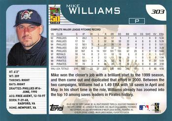 2001 Topps #303 Mike Williams Back