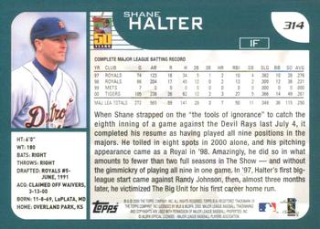 2001 Topps #314 Shane Halter Back