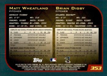 2001 Topps #353 Matt Wheatland / Bryan Digby Back