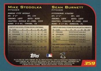 2001 Topps #359 Mike Stodolka / Sean Burnett Back