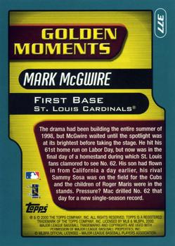 2001 Topps #377 Mark McGwire Back