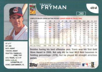 2001 Topps #414 Travis Fryman Back