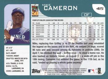 2001 Topps #415 Mike Cameron Back