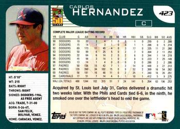 2001 Topps #423 Carlos Hernandez Back