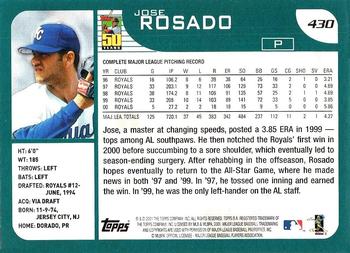 2001 Topps #430 Jose Rosado Back