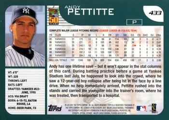 2001 Topps #433 Andy Pettitte Back