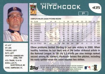 2001 Topps #435 Sterling Hitchcock Back
