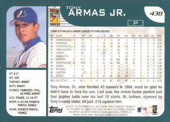 2001 Topps #438 Tony Armas Jr. Back