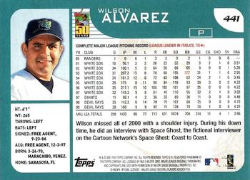 2001 Topps #441 Wilson Alvarez Back