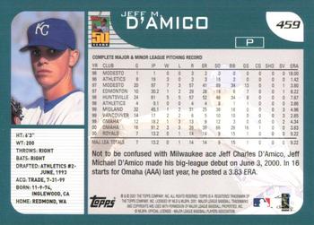 2001 Topps #459 Jeff D'Amico Back