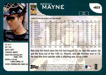 2001 Topps #461 Brent Mayne Back