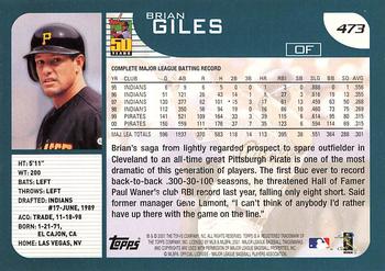 2001 Topps #473 Brian Giles Back