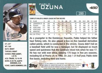 2001 Topps #480 Pablo Ozuna Back