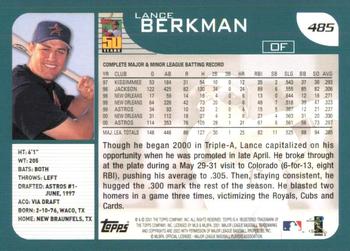 2001 Topps #485 Lance Berkman Back