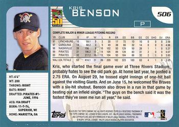 2001 Topps #506 Kris Benson Back