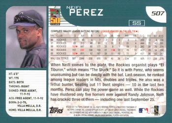 2001 Topps #507 Neifi Perez Back