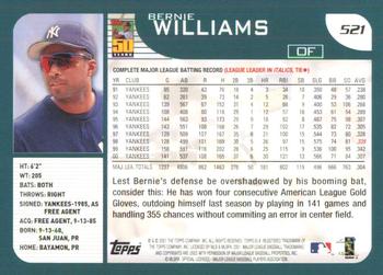 2001 Topps #521 Bernie Williams Back