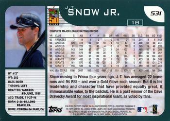 2001 Topps #531 J.T. Snow Jr. Back