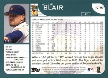 2001 Topps #538 Willie Blair Back