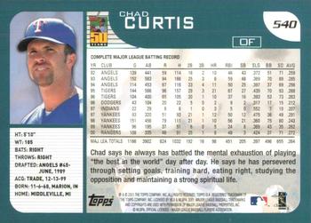 2001 Topps #540 Chad Curtis Back