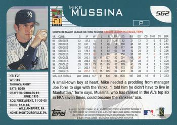 2001 Topps #562 Mike Mussina Back