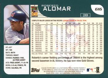 2001 Topps #616 Roberto Alomar Back