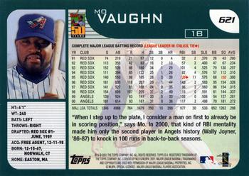 2001 Topps #621 Mo Vaughn Back