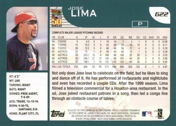 2001 Topps #622 Jose Lima Back