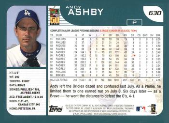 2001 Topps #630 Andy Ashby Back