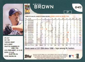 2001 Topps #645 Kevin Brown Back