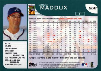 2001 Topps #660 Greg Maddux Back